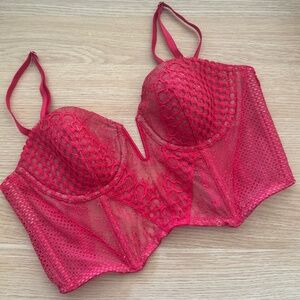 Victorias Secret Floral Lace Bustier Size 34 C